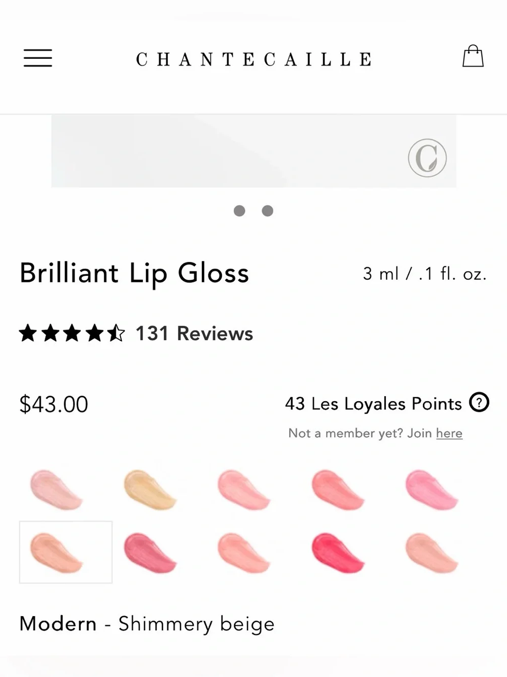 CHANTECAILLE Brilliant Lipgloss MODERN (Nude Beige) New-See Description